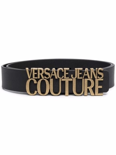 versace jeans couture men round logo leather belt