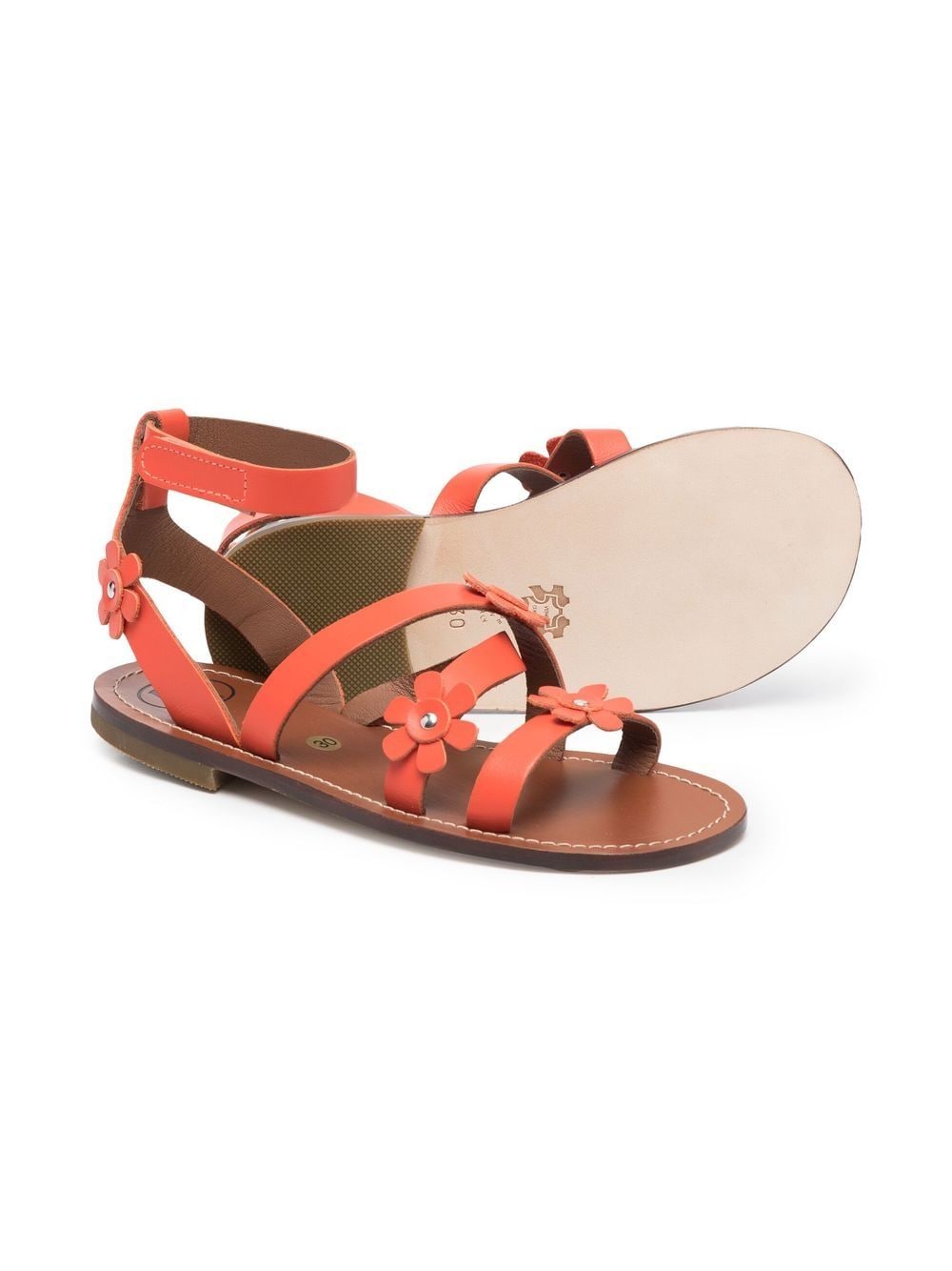 Pépé Kids Rouge sandalen met bloemen applicatie - Oranje