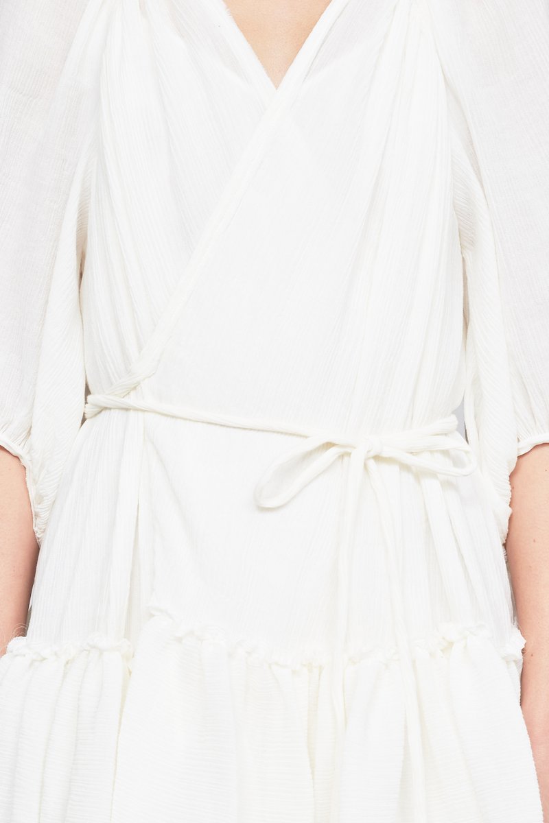 V-Neck Wrap Dress-white #1 V-Neck Wrap Dress, null- 1
