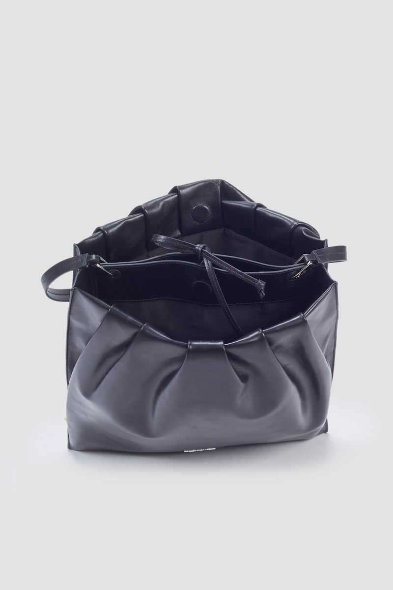 North South Blossom Bag-black #0 North South Blossom Bag, Black calf leather North South Blossom shoulder bag from 3.1 PHILLIP LIM featuring silver-tone logo lettering, detachable shoulder strap, main compartment, pleat detailing and magnetic fastening.- 4