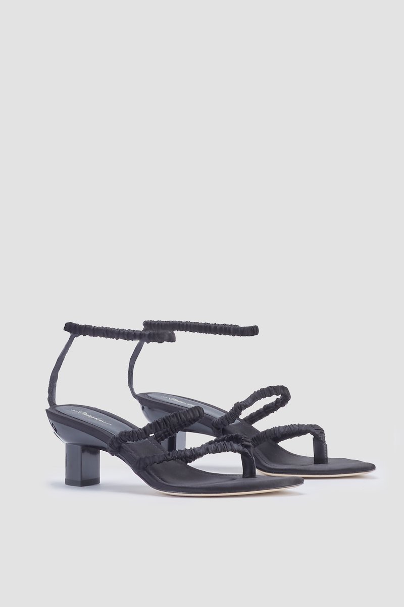 Verona Ankle Strap Sandal-black #1 Verona Ankle Strap Sandal, Black satin Verona 60mm strappy satin sandals from 3.1 PHILLIP LIM featuring pointed toe, thong strap, branded insole, mid heel, multi strap design and elasticated straps.- 1