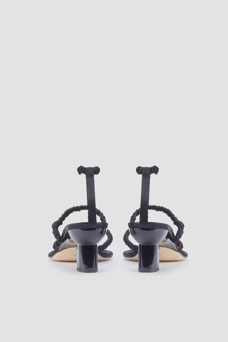 Verona Ankle Strap Sandal-black #0 Verona Ankle Strap Sandal, Black satin Verona 60mm strappy satin sandals from 3.1 PHILLIP LIM featuring pointed toe, thong strap, branded insole, mid heel, multi strap design and elasticated straps.- 2