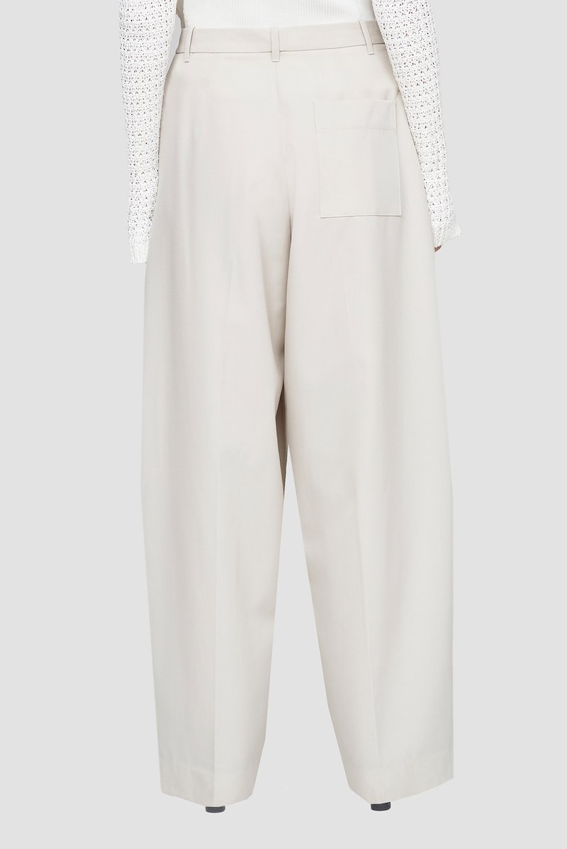 Wide Leg Trouser-grey #1 Wide Leg Trouser, Cement grey wool blend high-waisted wide leg tailored trousers from 3.1 PHILLIP LIM featuring high-waisted, concealed front fastening, belt loops, pleat detailing, pressed crease, two rear patch pockets and wide leg.- 5