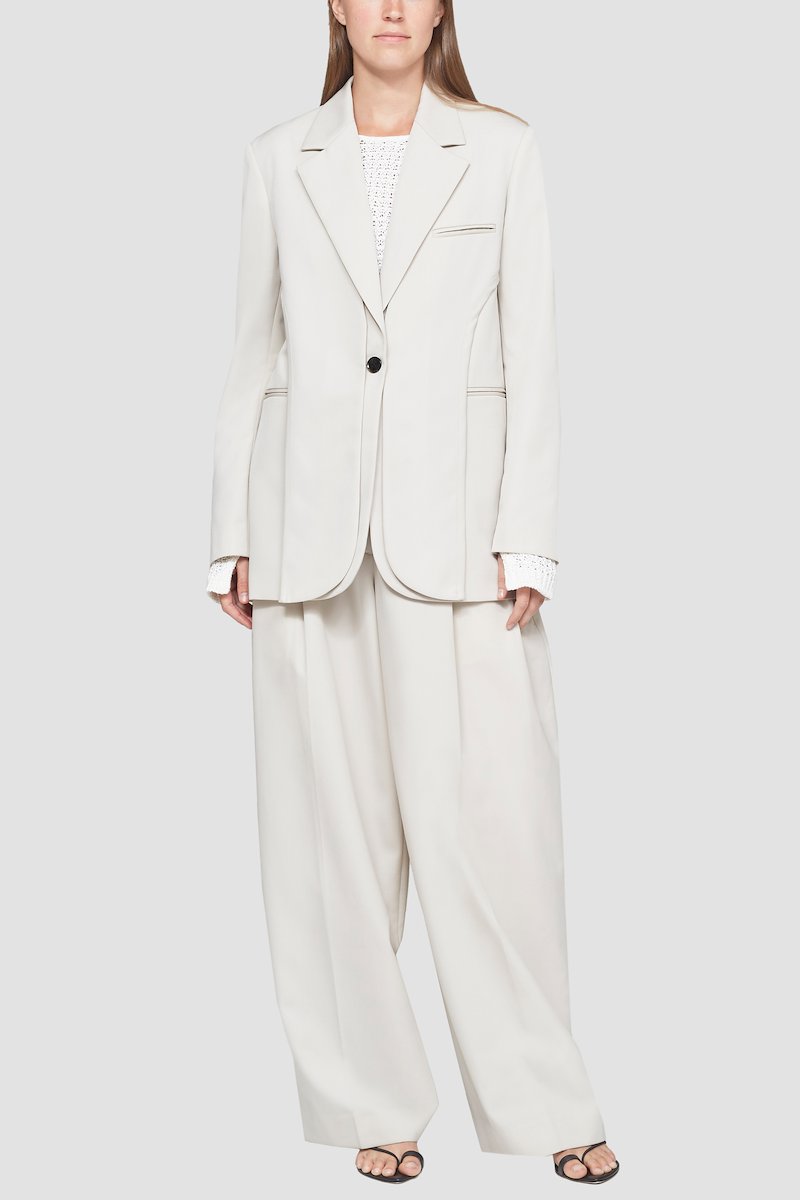 Wide Leg Trouser-grey #0 Wide Leg Trouser, Cement grey wool blend high-waisted wide leg tailored trousers from 3.1 PHILLIP LIM featuring high-waisted, concealed front fastening, belt loops, pleat detailing, pressed crease, two rear patch pockets and wide leg.- 0
