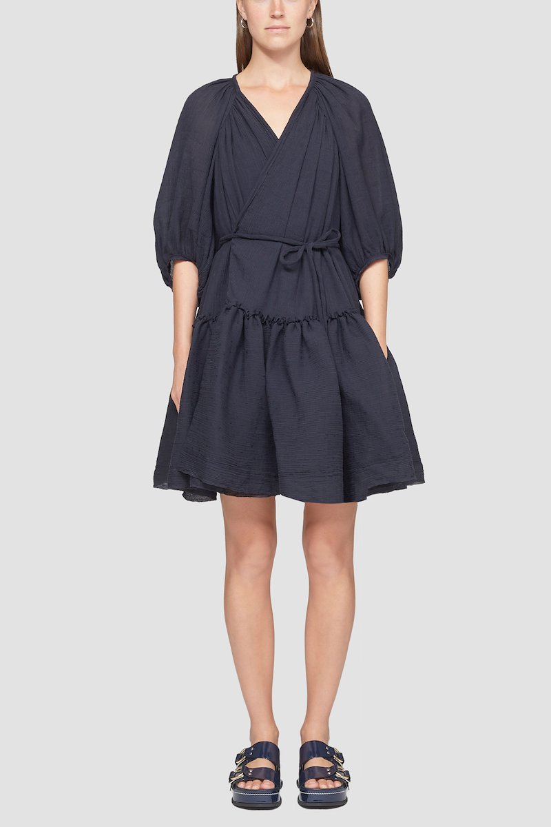 V-Neck Wrap Dress-blue #1 V-Neck Wrap Dress, null- 1