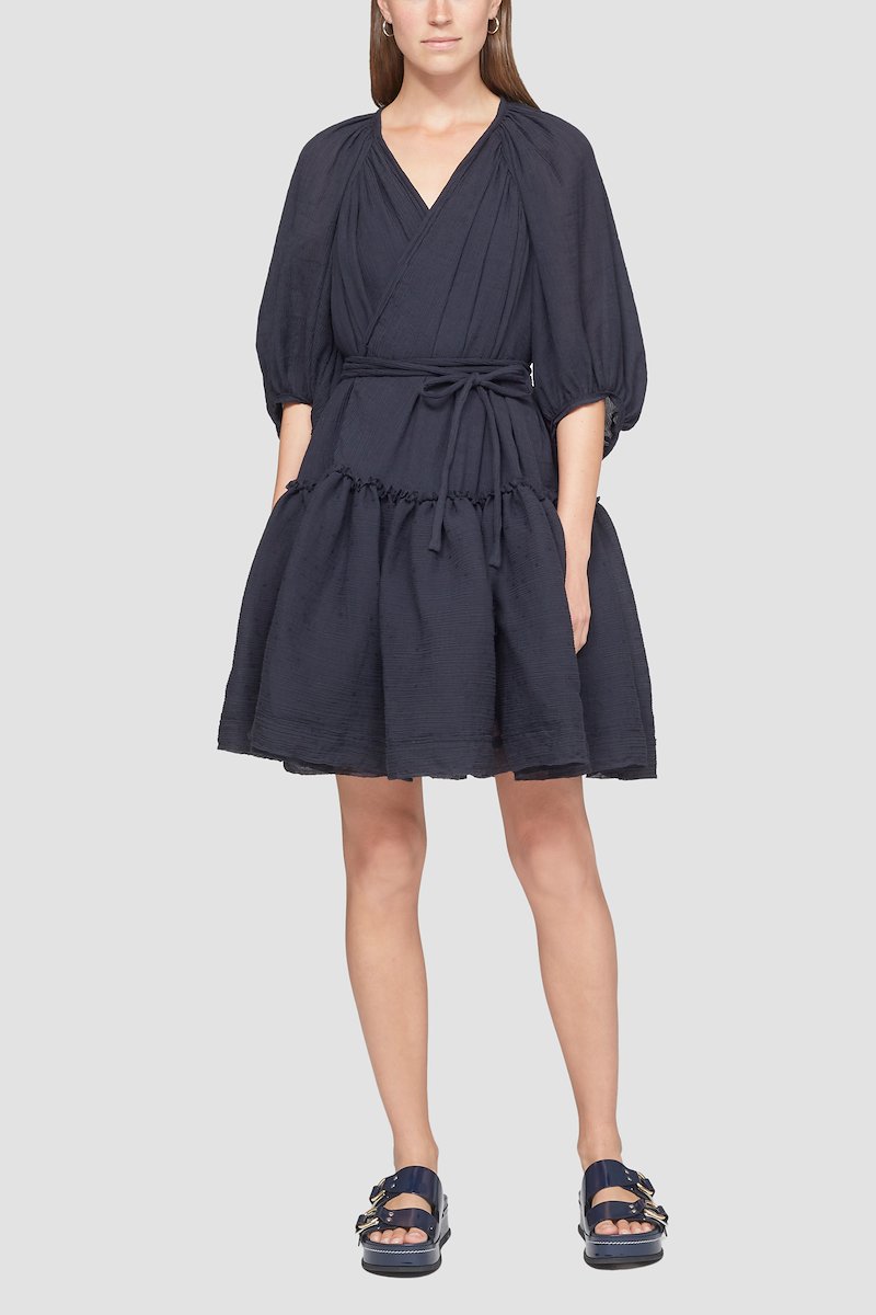 V-Neck Wrap Dress-blue #0 V-Neck Wrap Dress, null- 0