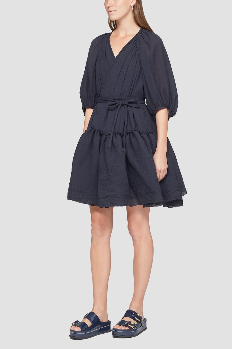 V-Neck Wrap Dress-blue #0 V-Neck Wrap Dress, null- 2