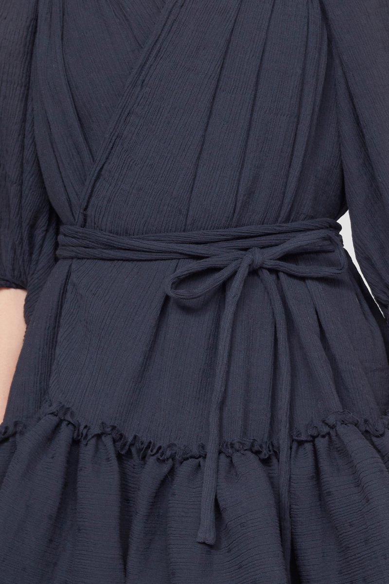 V-Neck Wrap Dress-blue #0 V-Neck Wrap Dress, null- 4