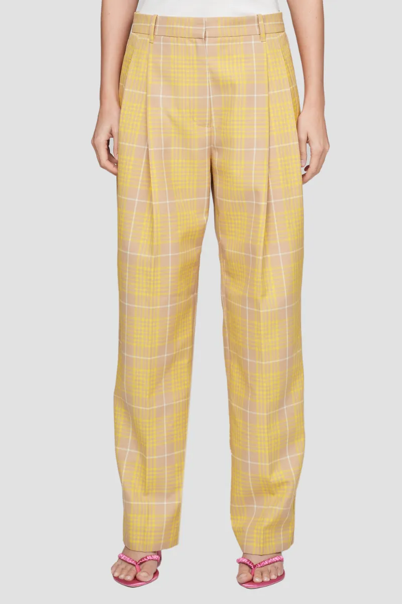 plaid straight leg trousers