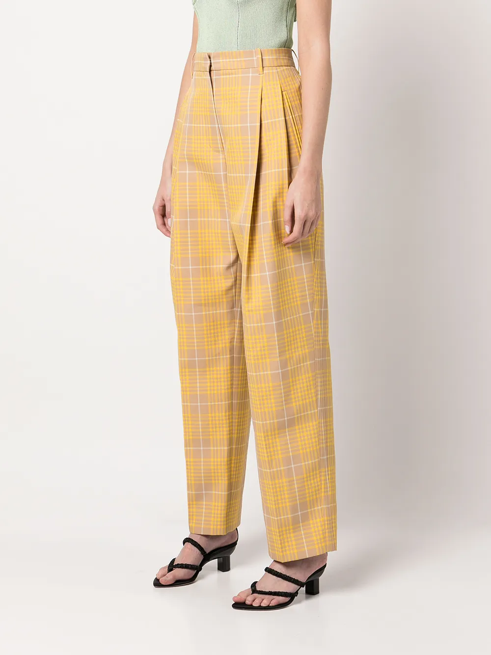  3.1 Phillip Lim Plaid Jacquard Straight Leg Trousers - Yellow 