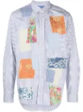 Junya Watanabe MAN button-down patchwork cotton shirt - Blue
