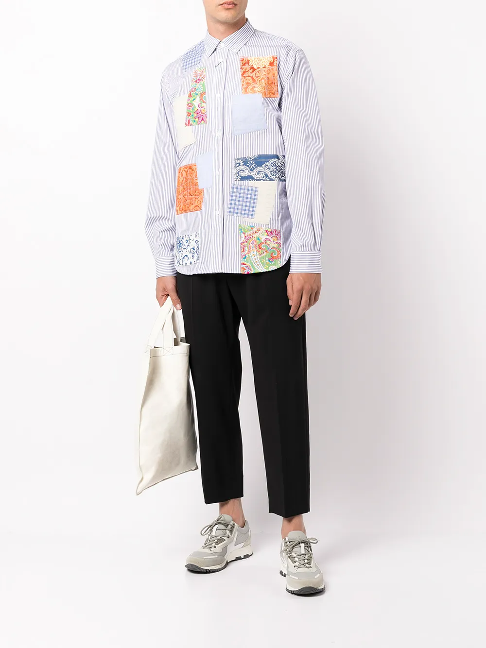 Junya Watanabe MAN Overhemd met patchwork - Blauw