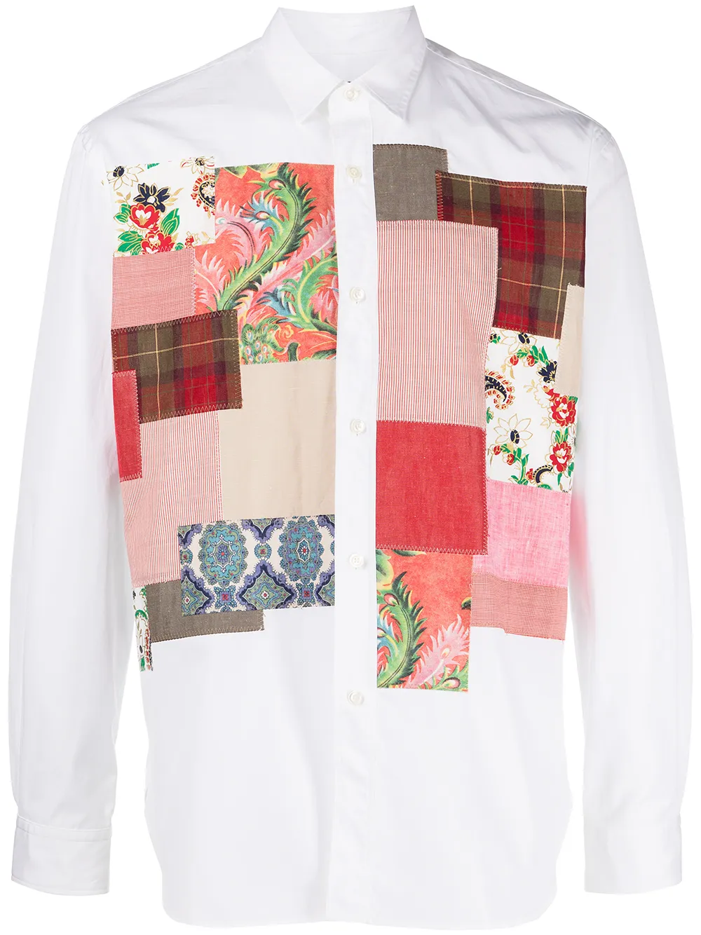 

Junya Watanabe MAN camisa con diseño patchwork y botones - Blanco