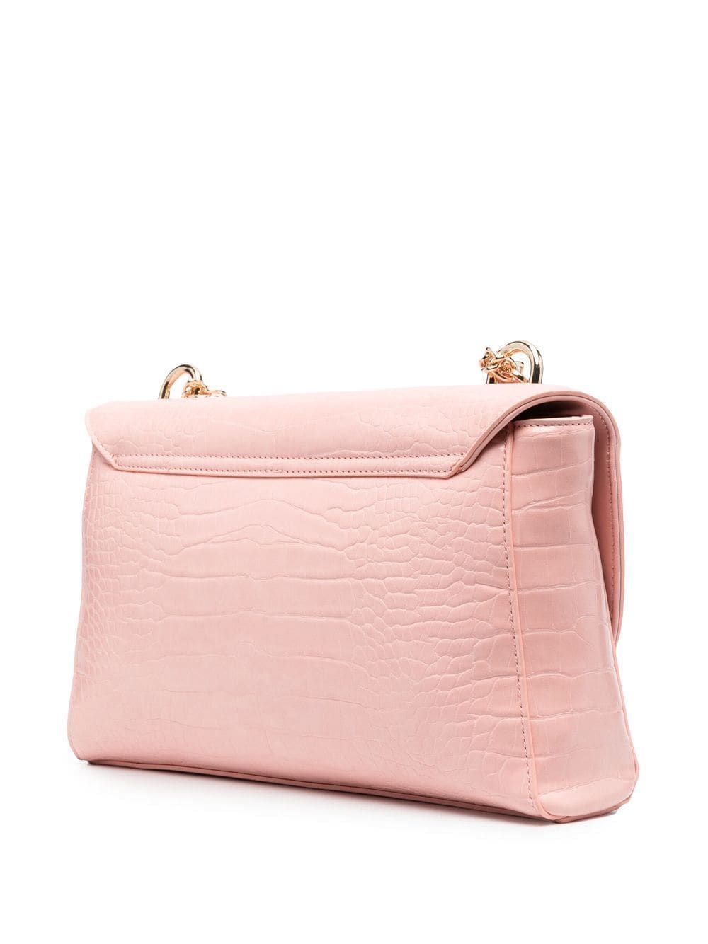 Shop Love Moschino Logo-plaque Crocodile-effect Shoulder Bag In Pink