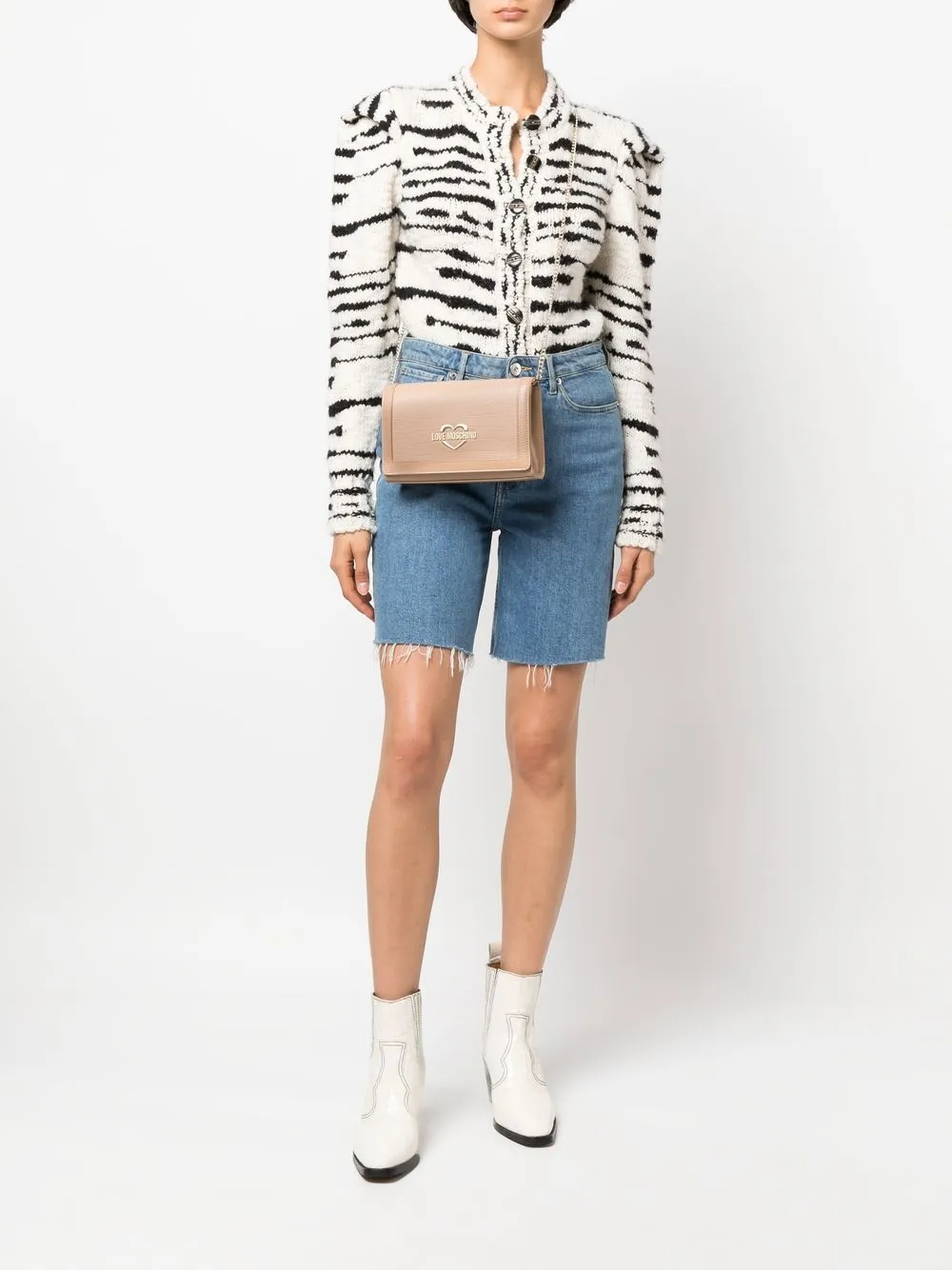 Love Moschino Crossbodytas met logoplakkaat - Beige