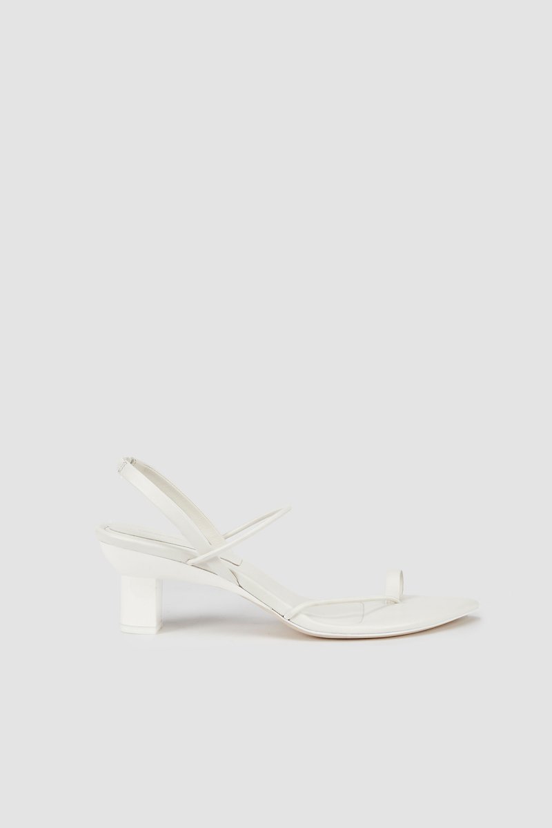 Verona Strappy Sandal-white #0 Verona Strappy Sandal, Verona leather sandals from 3.1 PHILLIP LIM featuring bone white, lambskin, pointed toe, open toe, strap detailing, slip-on style, branded insole and low sculpted heel.- 0