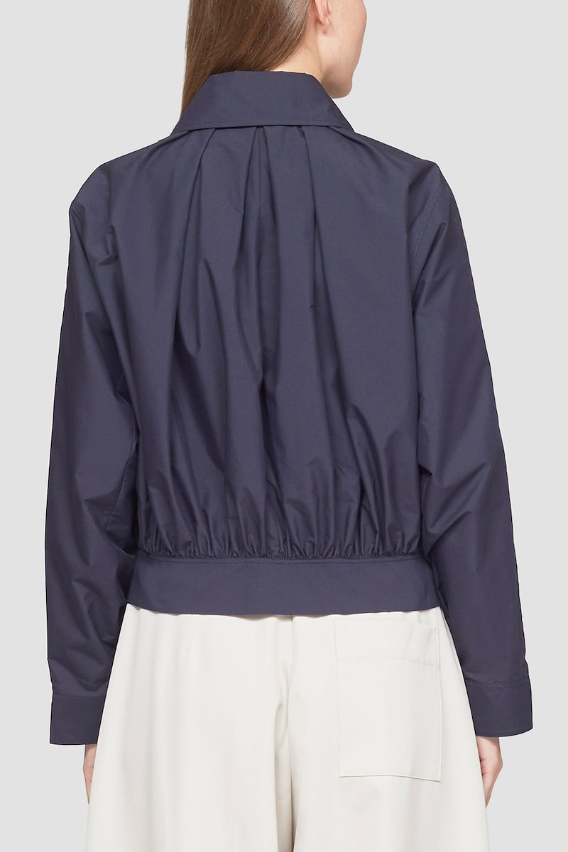 Utility Boxy Jacket-blue #1 Utility Boxy Jacket, Midnight blue cotton blend cape-sleeves boxy zip-up jacket from 3.1 PHILLIP LIM featuring poplin weave, cape design, pointed flat collar, front two-way zip fastening, two side inset pockets, long sleeves, press-stud fastening cuffs and straight hem.- 3
