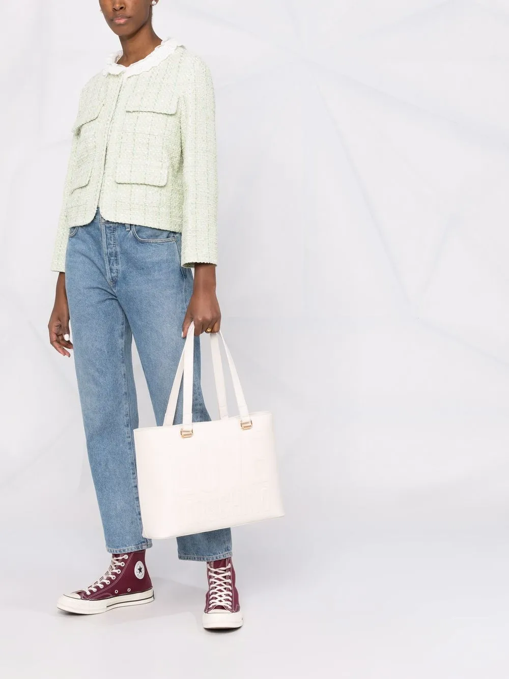 Image 2 of Love Moschino logo stitched tote bag