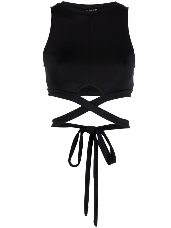 DONDUP Sleeveless Wraparound Crop Top 