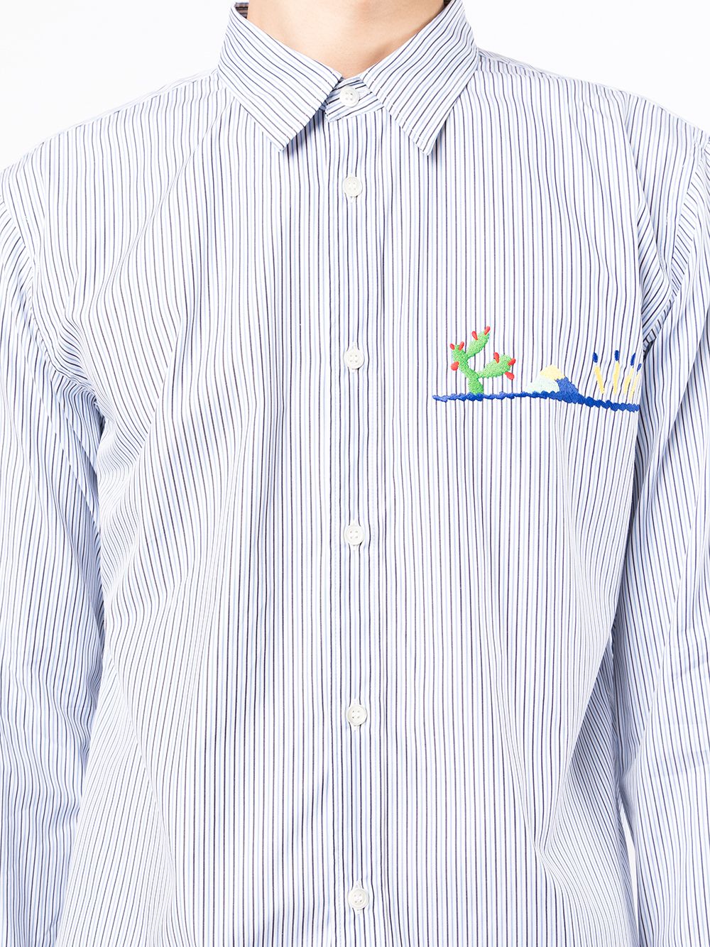 фото Comme des garçons homme deux cactus-embroidered striped shirt