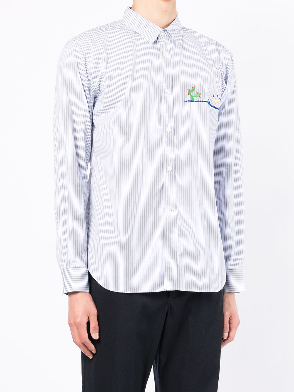 фото Comme des garçons homme deux cactus-embroidered striped shirt