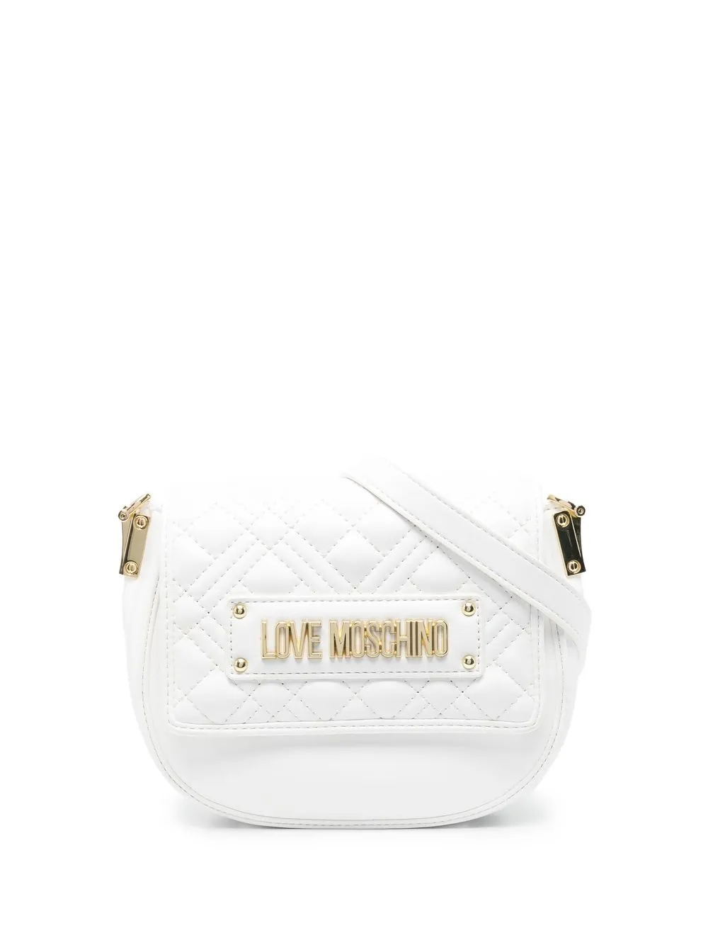 

Love Moschino bolsa crossbody capitonada con placa del logo - Blanco