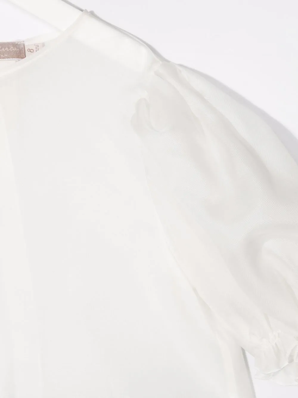  La Stupenderia Puff-sleeve Cropped Blouse - Neutrals 