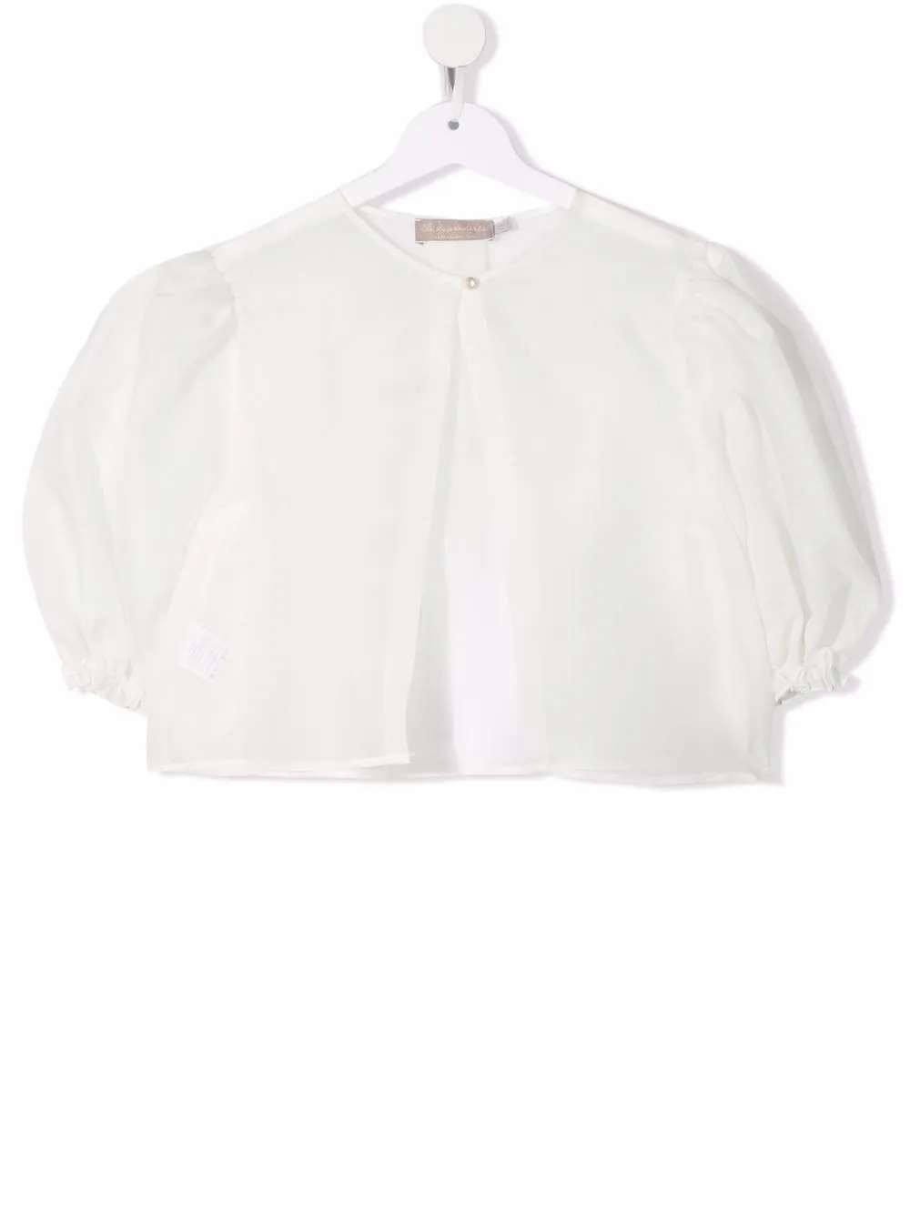 

La Stupenderia blusa corta tipo bolero con mangas farol - Blanco