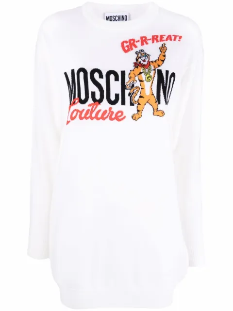 Moschino فستان منسوج بشعار بحياكة إنتارسيا
