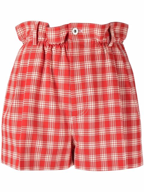 Miu Miu paperbag-waist checked shorts Women