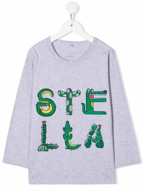 Stella McCartney Kids cactus crocodile logo-print top