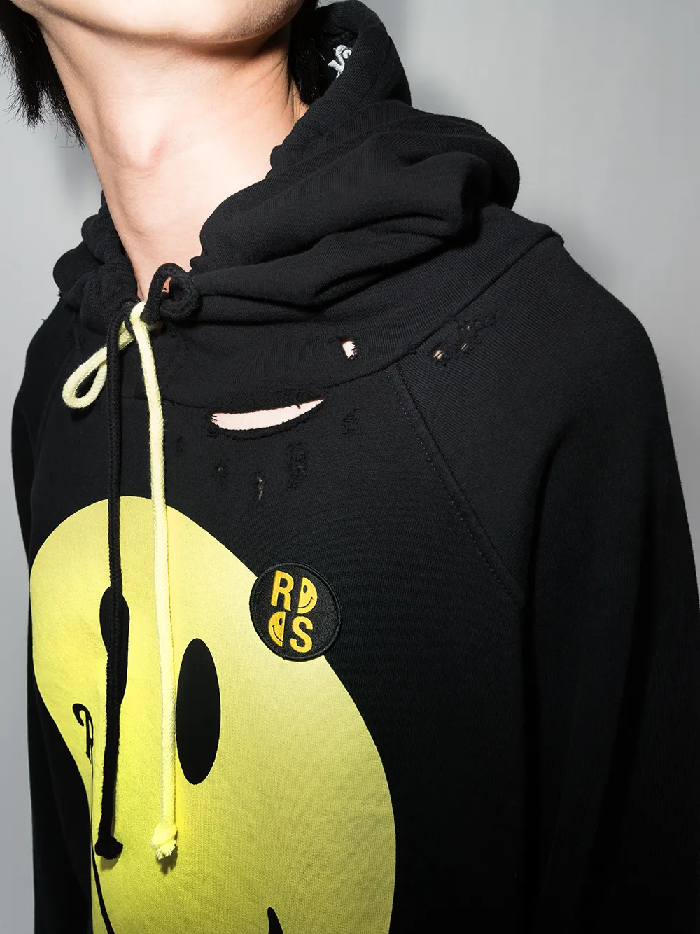 Raf Simons x Smiley Oversized Distressed Hoodie - Farfetch