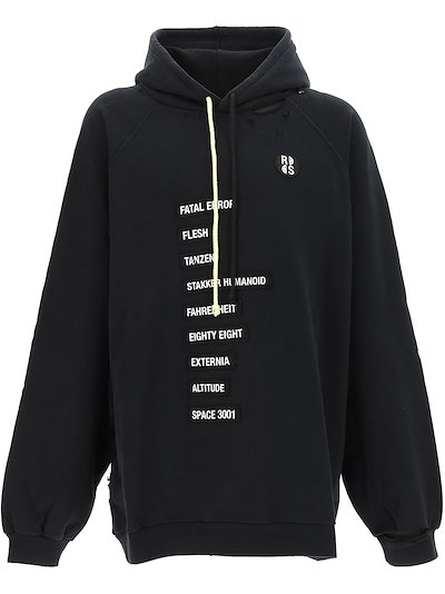 Raf Simons - x Smiley text-patch destroyed-effect hoodie