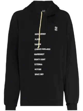 Raf Simons x Smiley text-patch destroyed-effect Hoodie - Farfetch