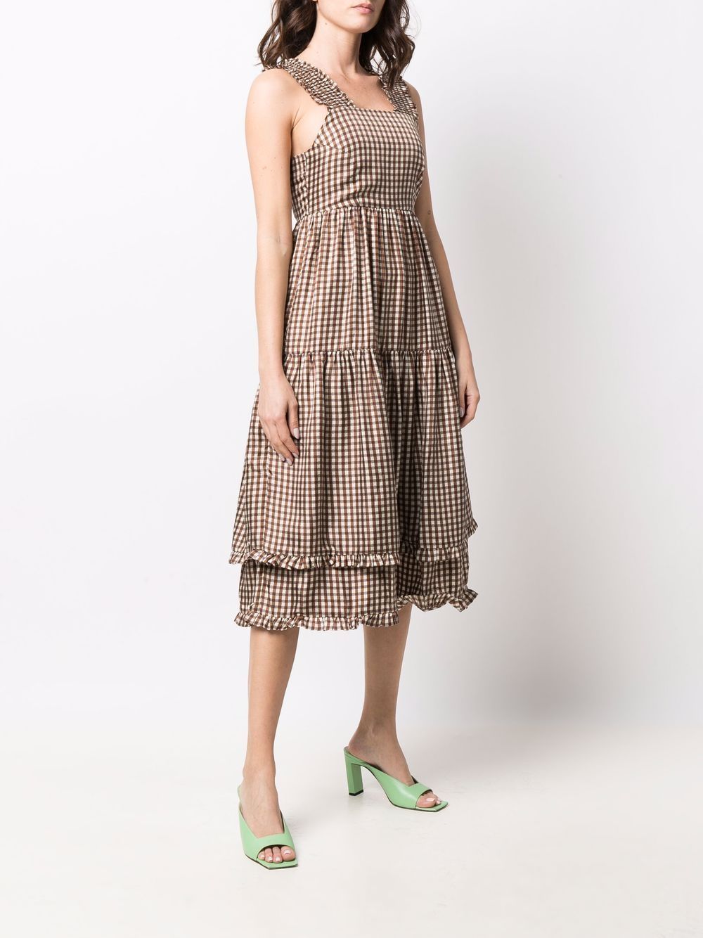 фото Shrimps gingham-print ludr silk dress