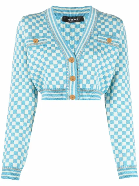 Versace cropped check cardigan