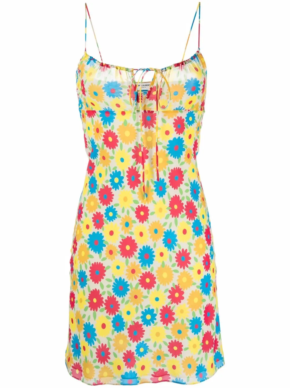 Saint Laurent floral-print silk dress - Yellow