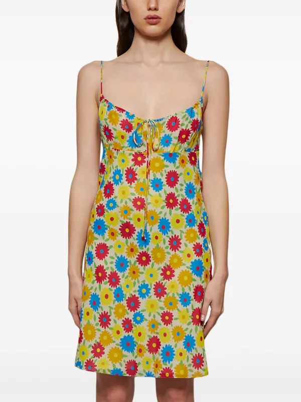 Saint Laurent floral-print Silk Dress | Yellow | FARFETCH