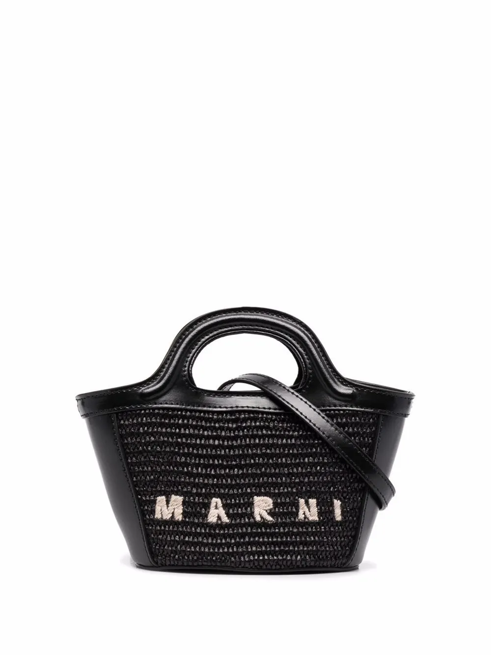 Shop Marni Micro Tropicalia Tote Bag In Black