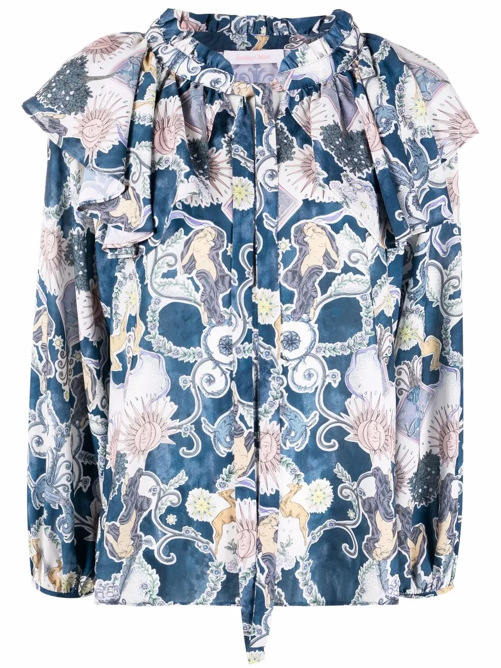 

See by Chloé blusa con volantes y estampado barroco - Azul