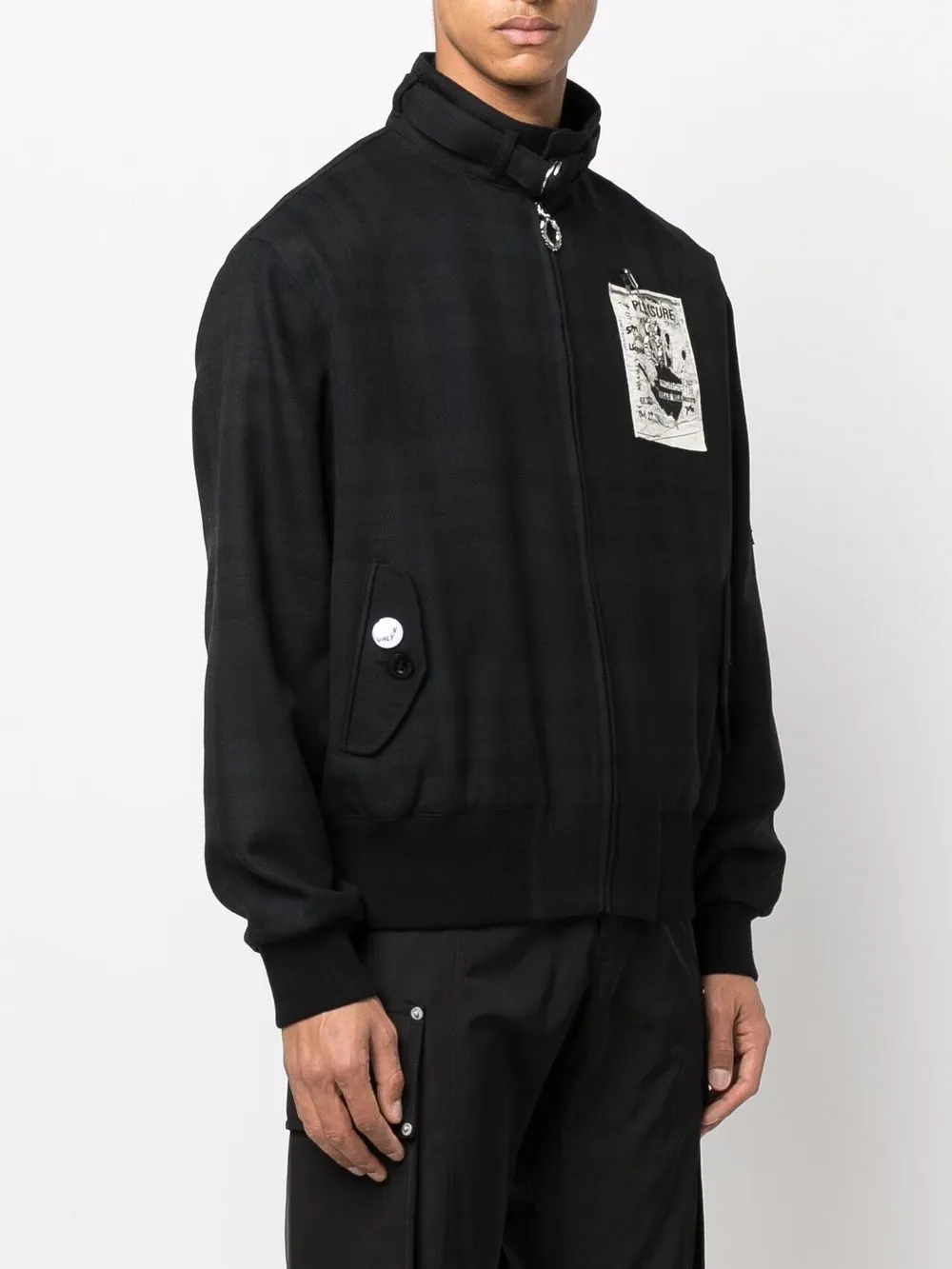 logo-patch checked bomber jacket