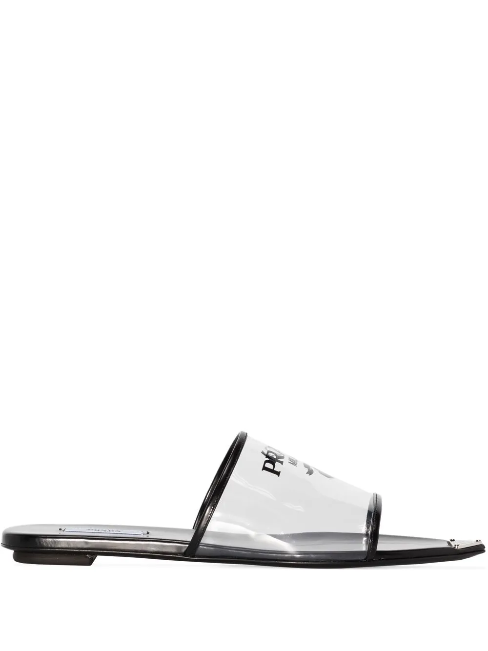 Prada logo-print flat sandals Black