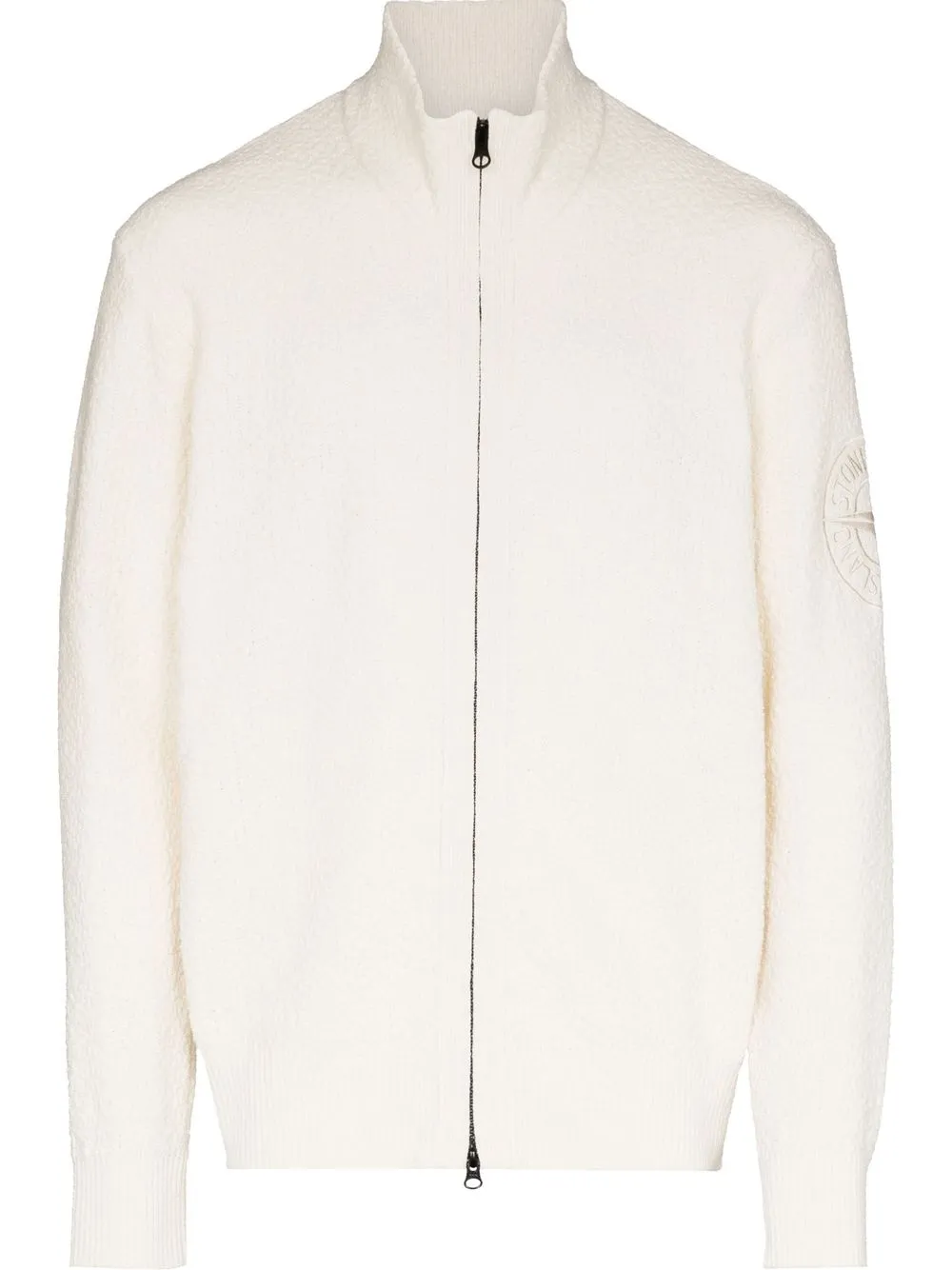 

Stone Island logo-embroidered textured zip sweatshirt - Neutrals