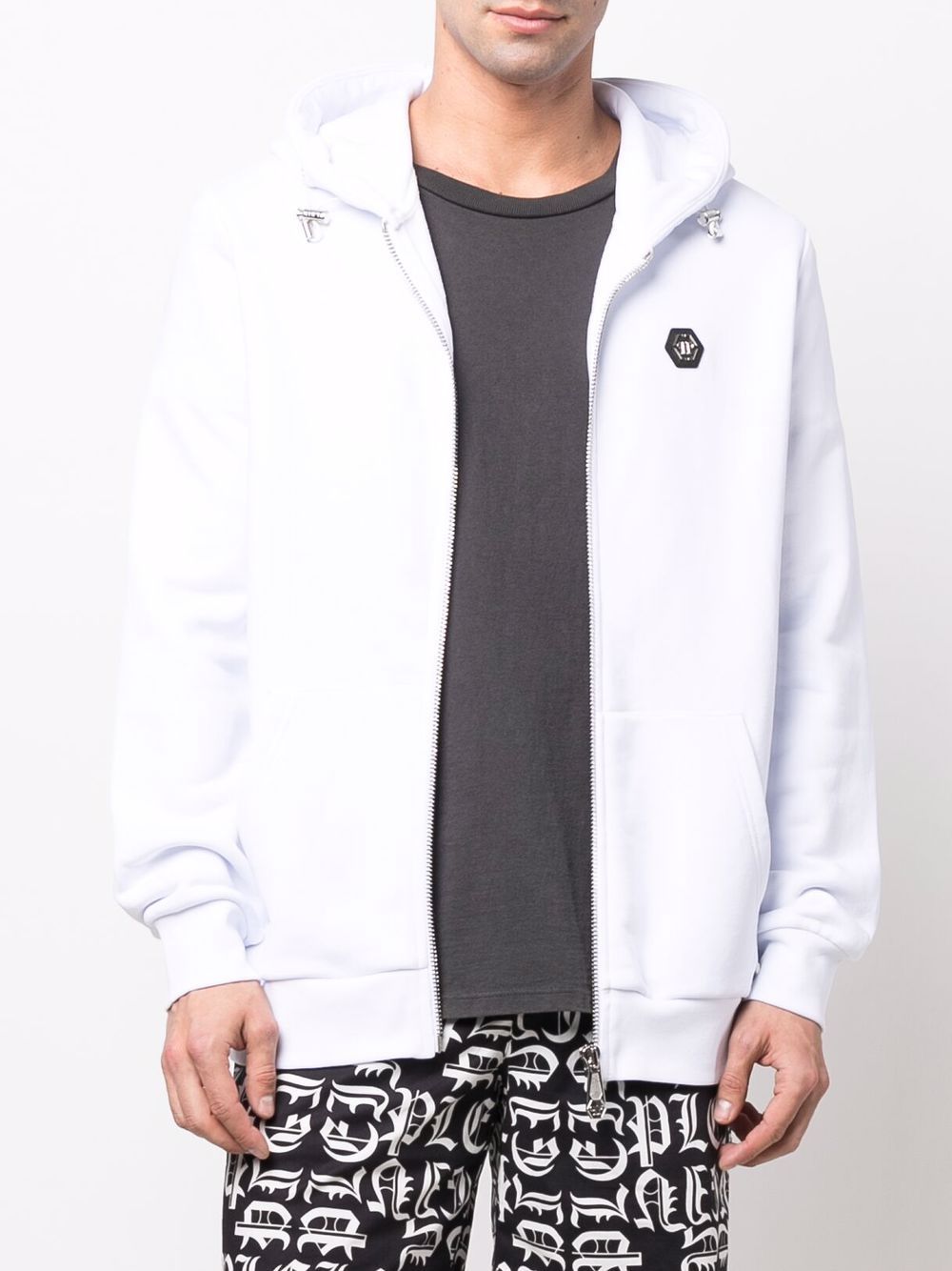 Philipp Plein embellished skull logo-print zip hoodie Men