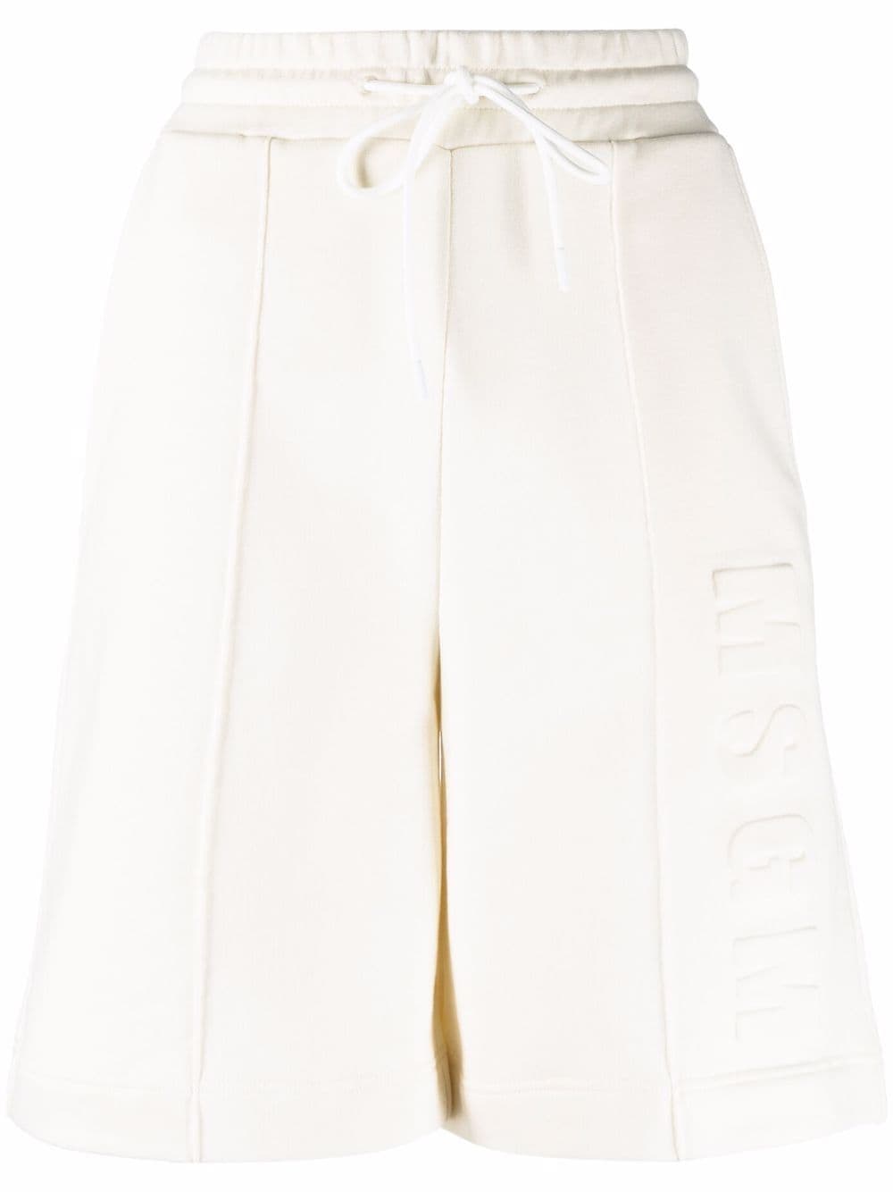 

MSGM embossed logo piped-trim shorts - Neutrals