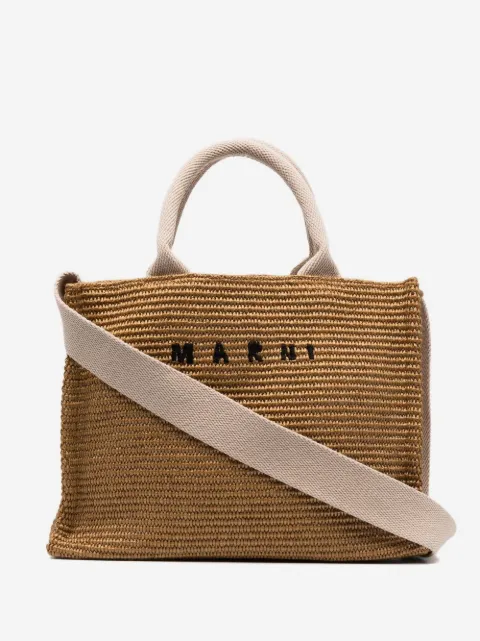 Marni Gewebte Tote Bag mit Raffiabast-Effekt