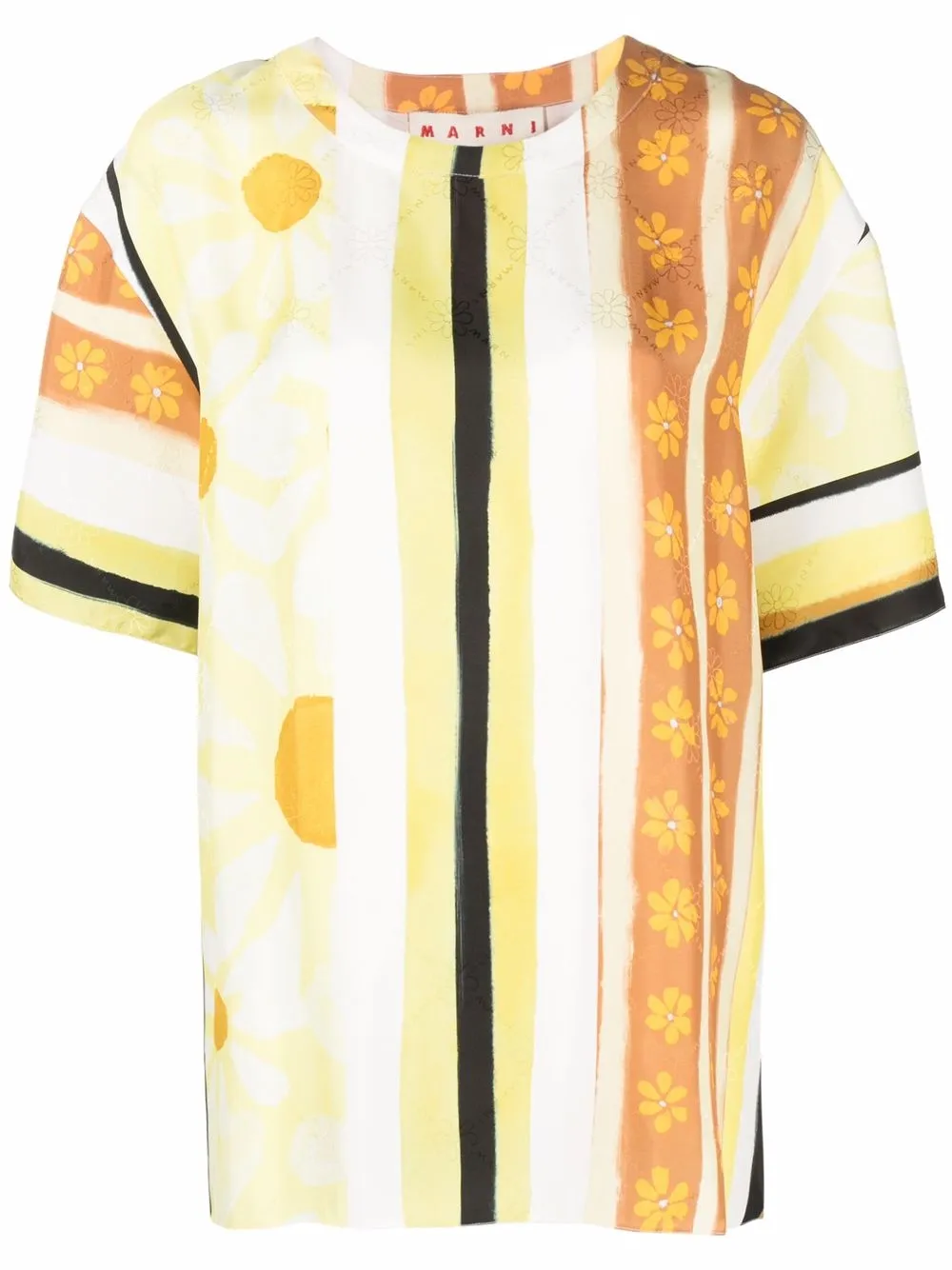 

Marni top manga corta con estampado gráfico - Amarillo