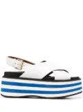 Marni striped wedge-heel sandals - White