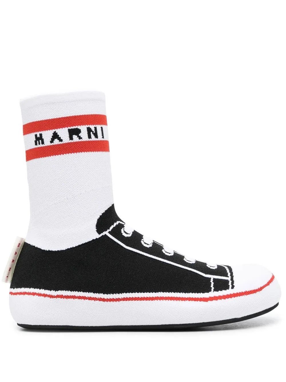 

Marni tenis altos con estilo calcetín - Negro