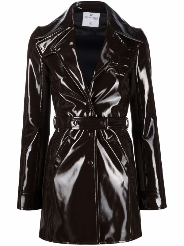 high shine belted coat